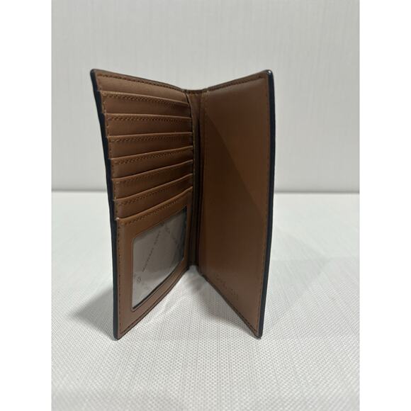 Michael Kors Leather Jet Set Travel Passport Holder Wallet Case Brown Signature - Picture 2 of 3